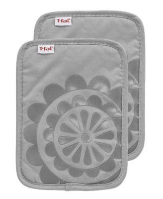 Medallion Print Silicone and Cotton Twill Pot Holder, Set of 2
