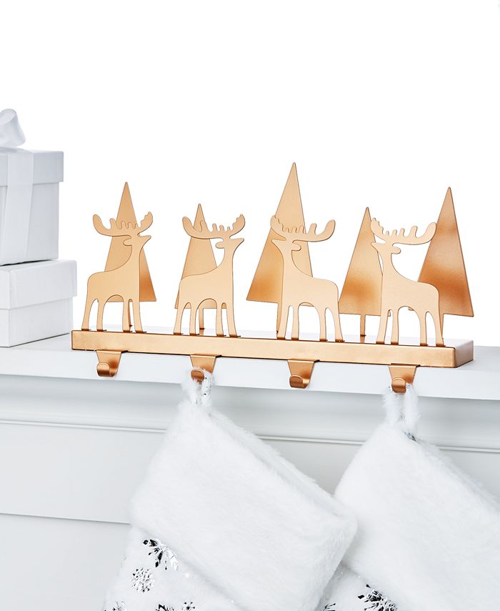 Holiday Lane Patina Forest Deer Stocking Holder with Hooks, Created for