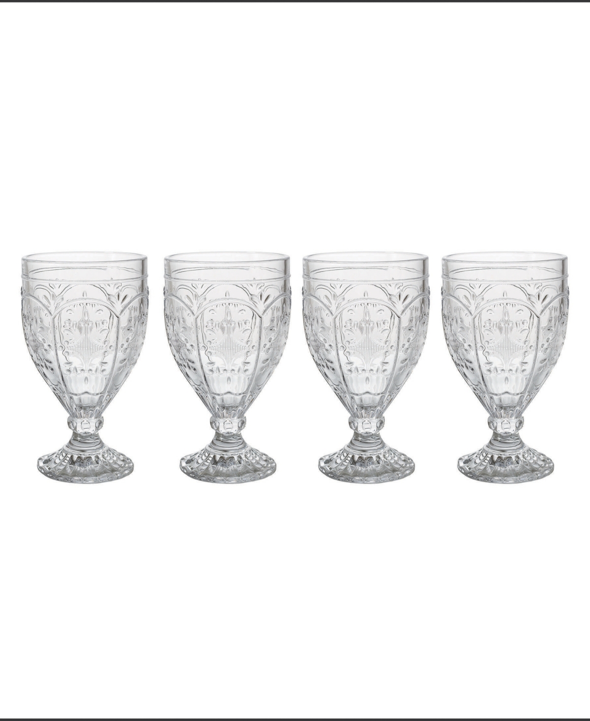 Fitz And Floyd Trestle 12-oz Goblet Glasses 4-piece Set In Assorted