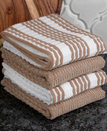 T-fal Premium Kitchen Towel (4-Pack), 12x13 Highly Absorbent, Super Soft  Long Lasting 100% Cotton Flat Waffle Dish Towel for Washing Dishes, Gray