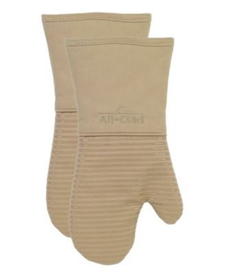 Ribbed Silicone Cotton Twill Oven Mitt, Set of 2