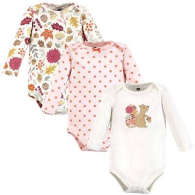 Cotton Long-Sleeve Bodysuits, Cinnamon Prints 3-Pack