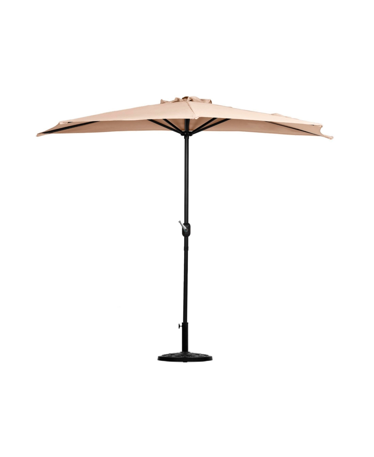 9 Ft Outdoor Patio Half Market Umbrella with Half Base Set - White