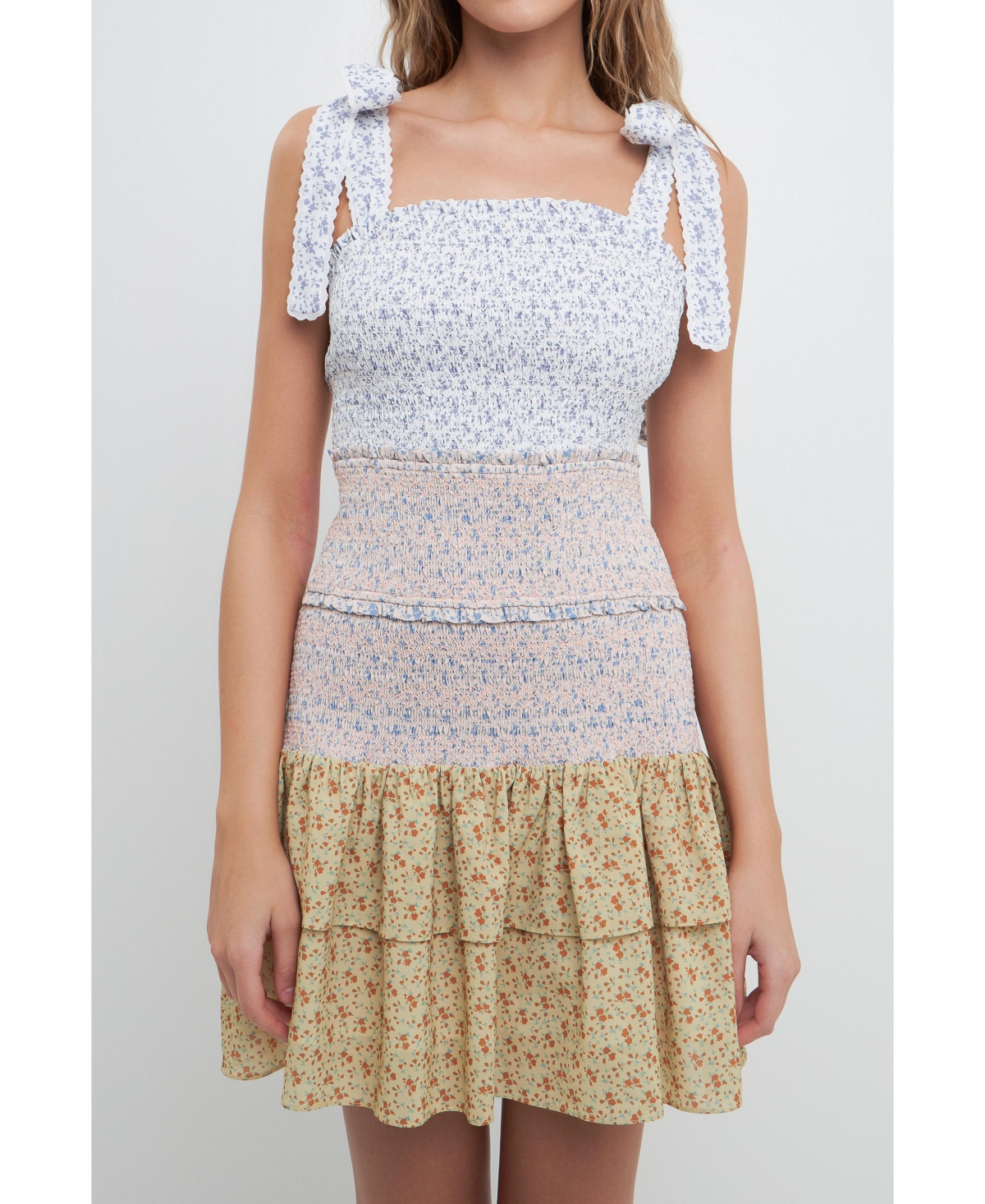 Free The Roses Women's Floral Colorblock Mini Dress