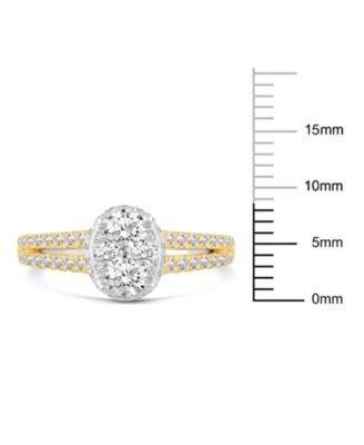 Diamond Oval Cluster Two Row Engagement Ring (1 ct. t.w.) in 14k Two-Tone Gold