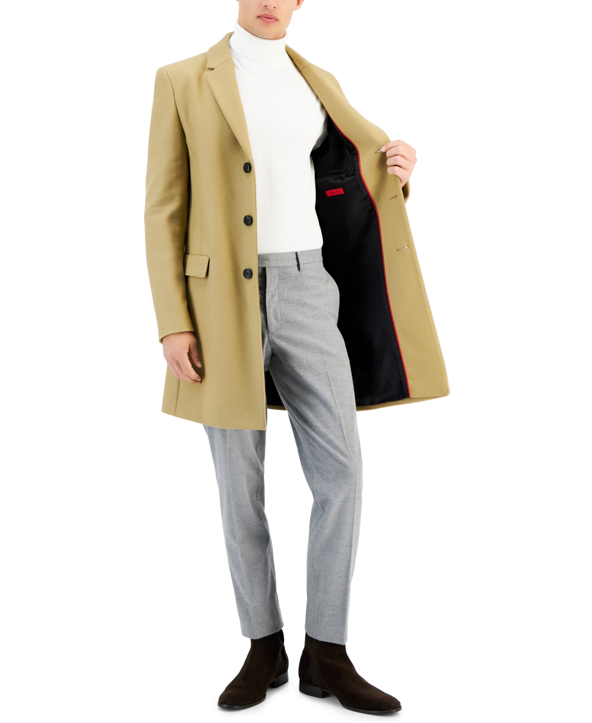 Hugo by Hugo Boss Men's Slim-Fit Migor Beige Overcoat