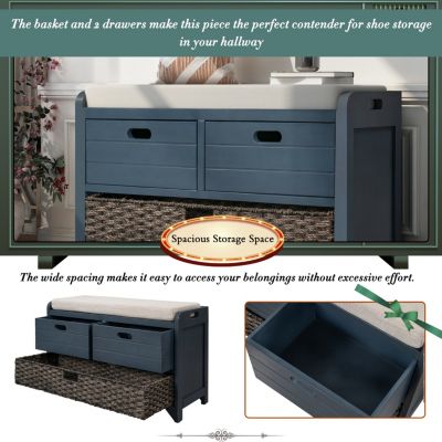 Streamdale Versatile Storage Bench with Basket & Drawers