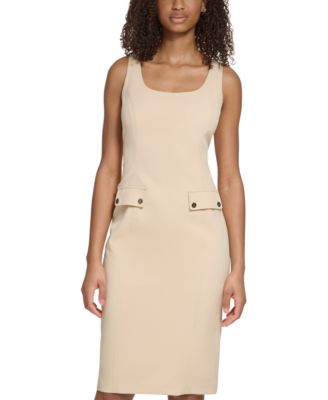 KARL LAGERFELD PARIS - Women's Sleeveless Crepe Sheath Dress
