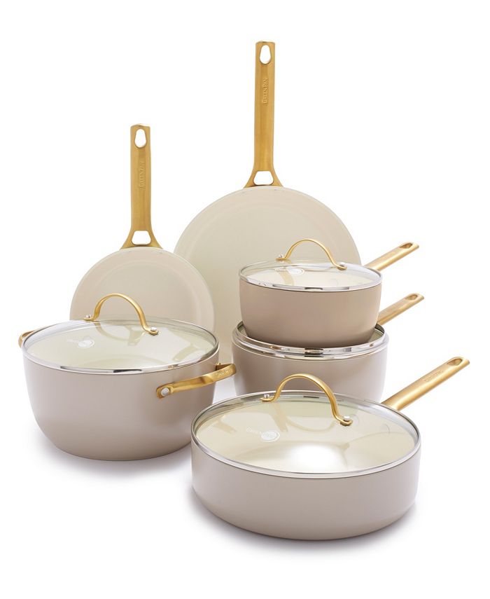 GreenPan Padova Reserve Set 5 Pezzi: Padelle Antiaderenti In Ceramica Con Manici Oro