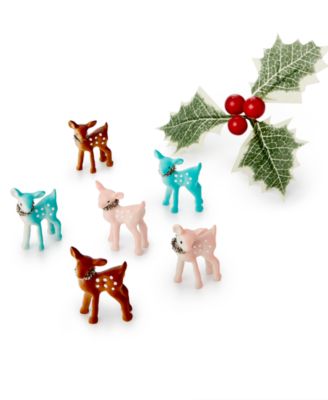Holiday Lane - Mini Boxed Ornamentation Plastic Reindeer Mini Ornaments, Set of 6