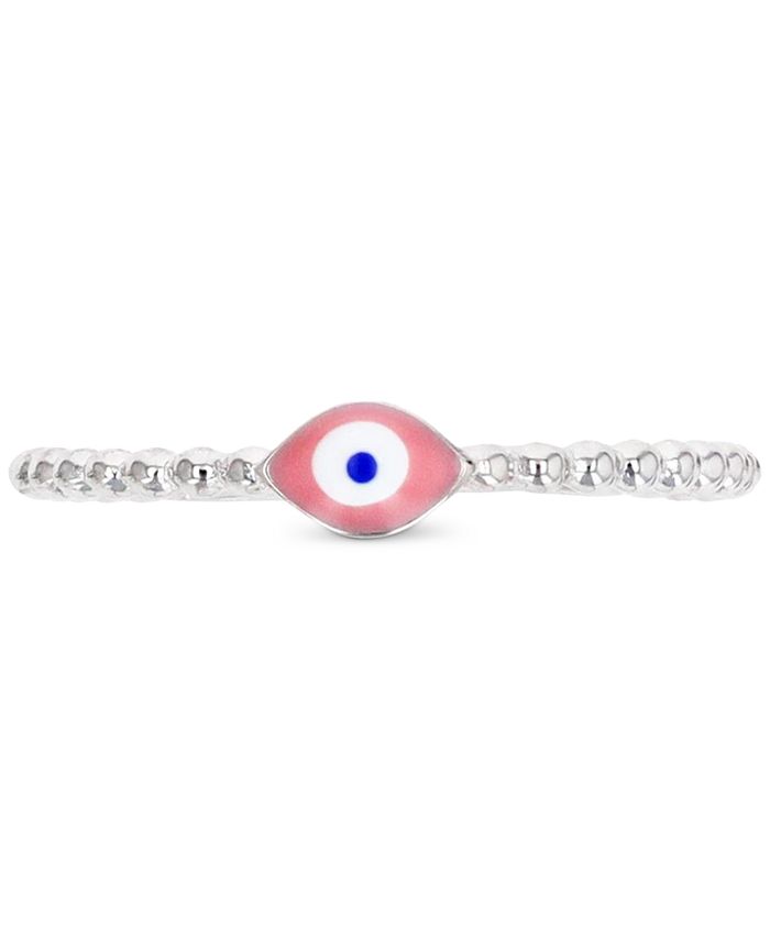 Macy's Evil Eye HandPainted Enamel Beaded Ring in Sterling Silver Macy's
