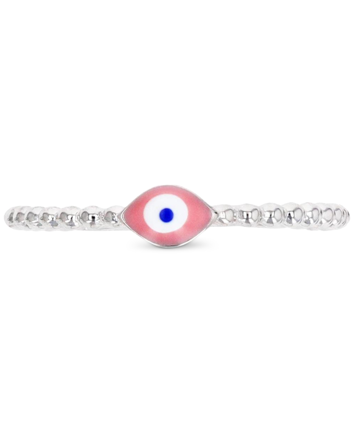 Macy's Evil Eye Hand-painted Enamel Beaded Ring In Sterling Silver In Pink
