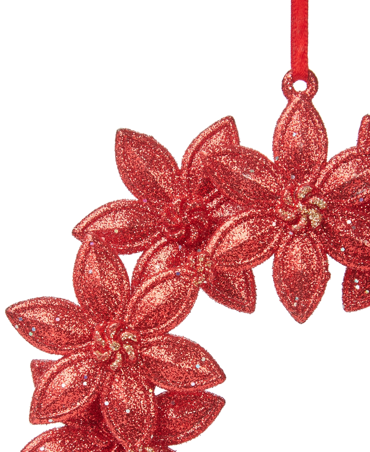 Holiday Lane Glittered Plastic Poinsettia Wreath Ornament, Created For Macy's In No Color
