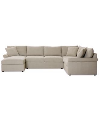 CLOSEOUT! Wrenley 138" 3-Pc. Fabric Sectional Chaise Sofa