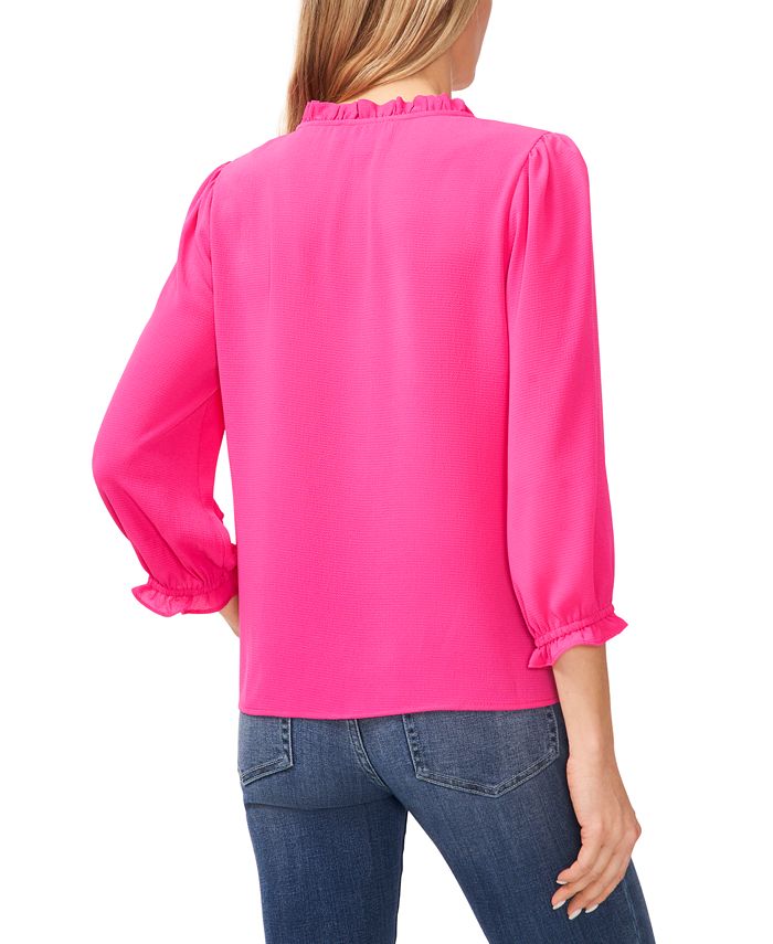 CeCe Women's Ruffled Button-Front Elbow Sleeve Blouse & Reviews - Tops ...