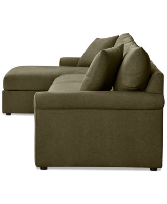 CLOSEOUT! Wrenley 134" 3-Pc. Fabric Sectional Chaise Sleeper Sofa, Created for Macy's