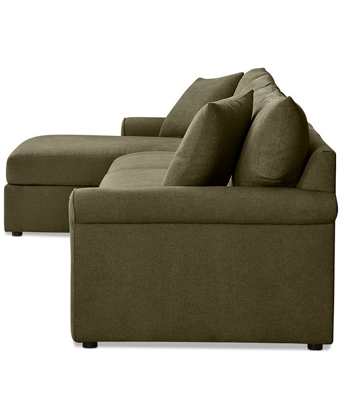 Furniture Wrenley 134" 3Pc. Fabric Sectional Chaise Sleeper Sofa