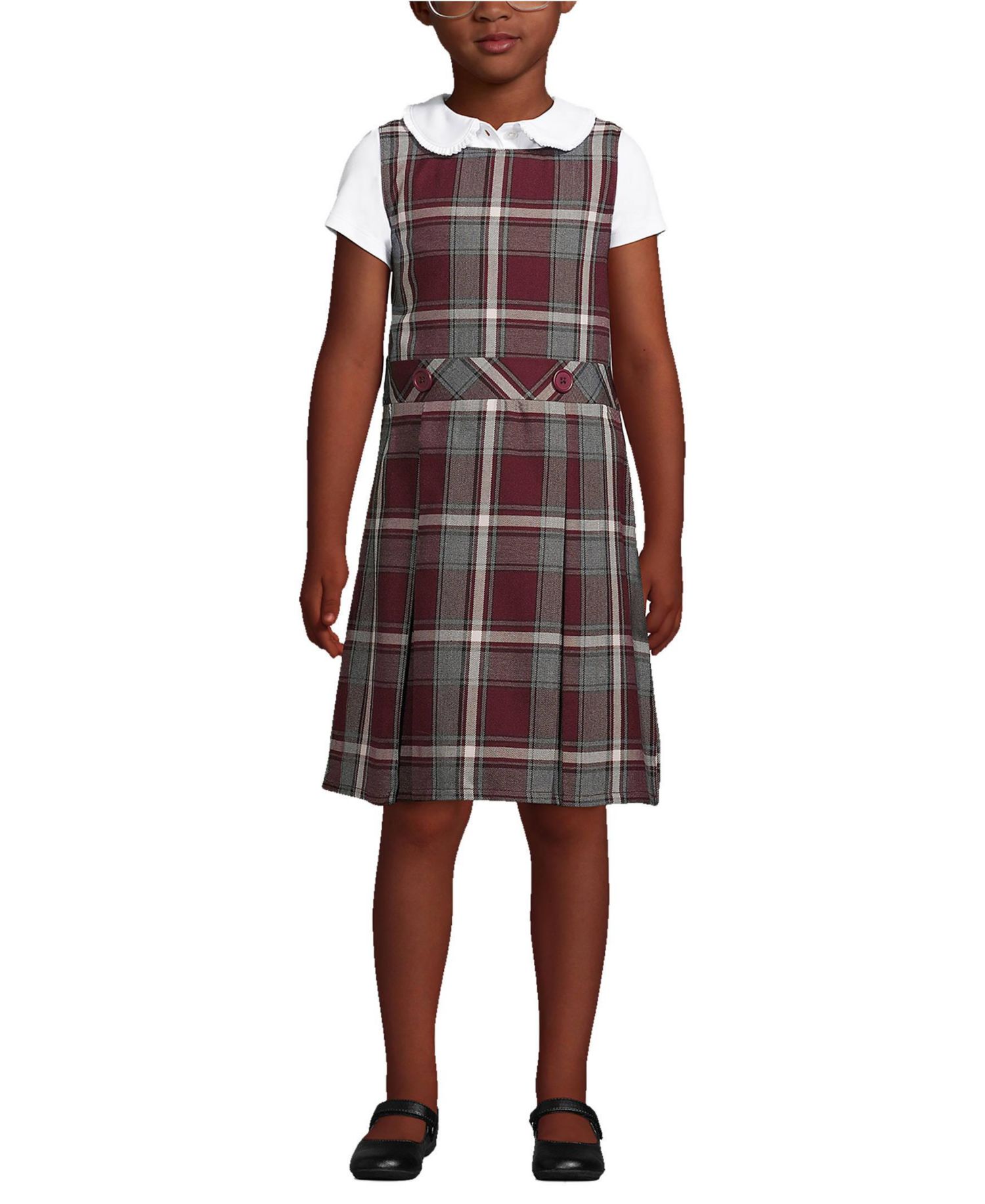 Big Girls Plaid Jumper Top of Knee