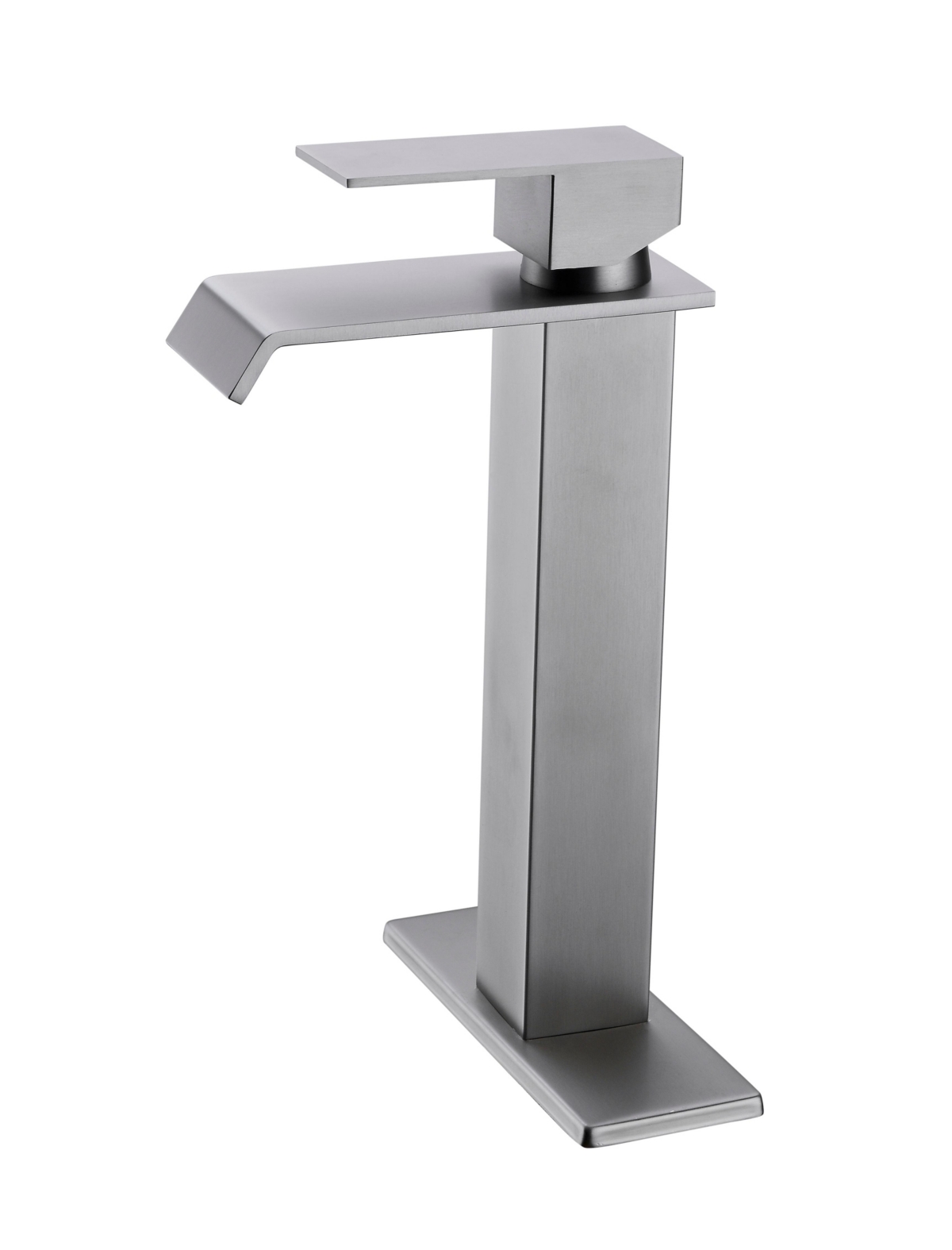 Waterfall Spout Bathroom Faucet, Single Handle Bathroom Vanity Sink Faucet - Brushed nickel