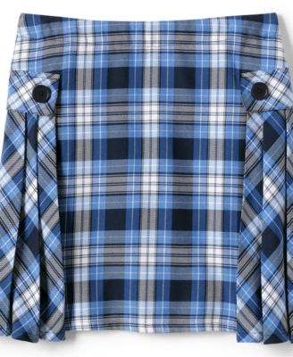 Big Girls School Uniform Slim Side Pleat Plaid Skort Above the Knee