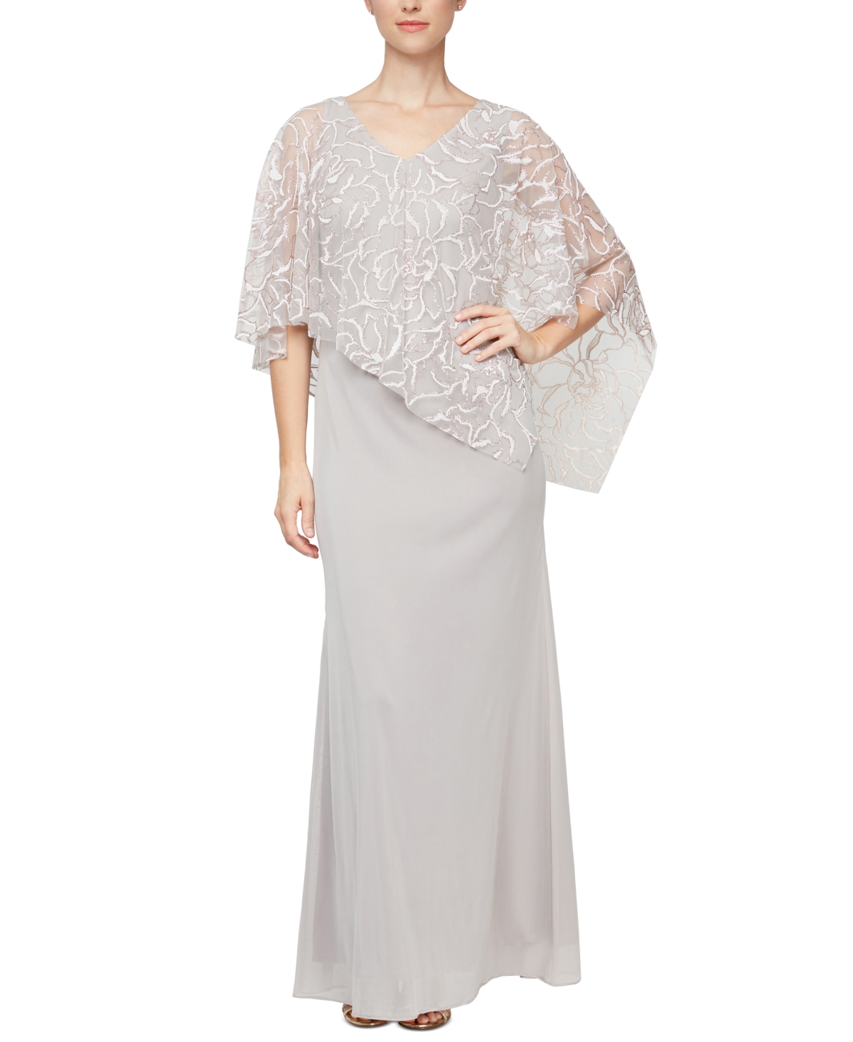 Petite Printed Asymmetrical Popover Top Dress - Buff