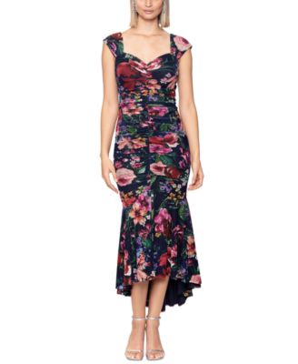 XSCAPE - Women's Floral-Print Ruched Midi Dress