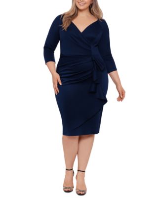 XSCAPE - Plus Size Ruched Side-Ruffled Sheath Dress