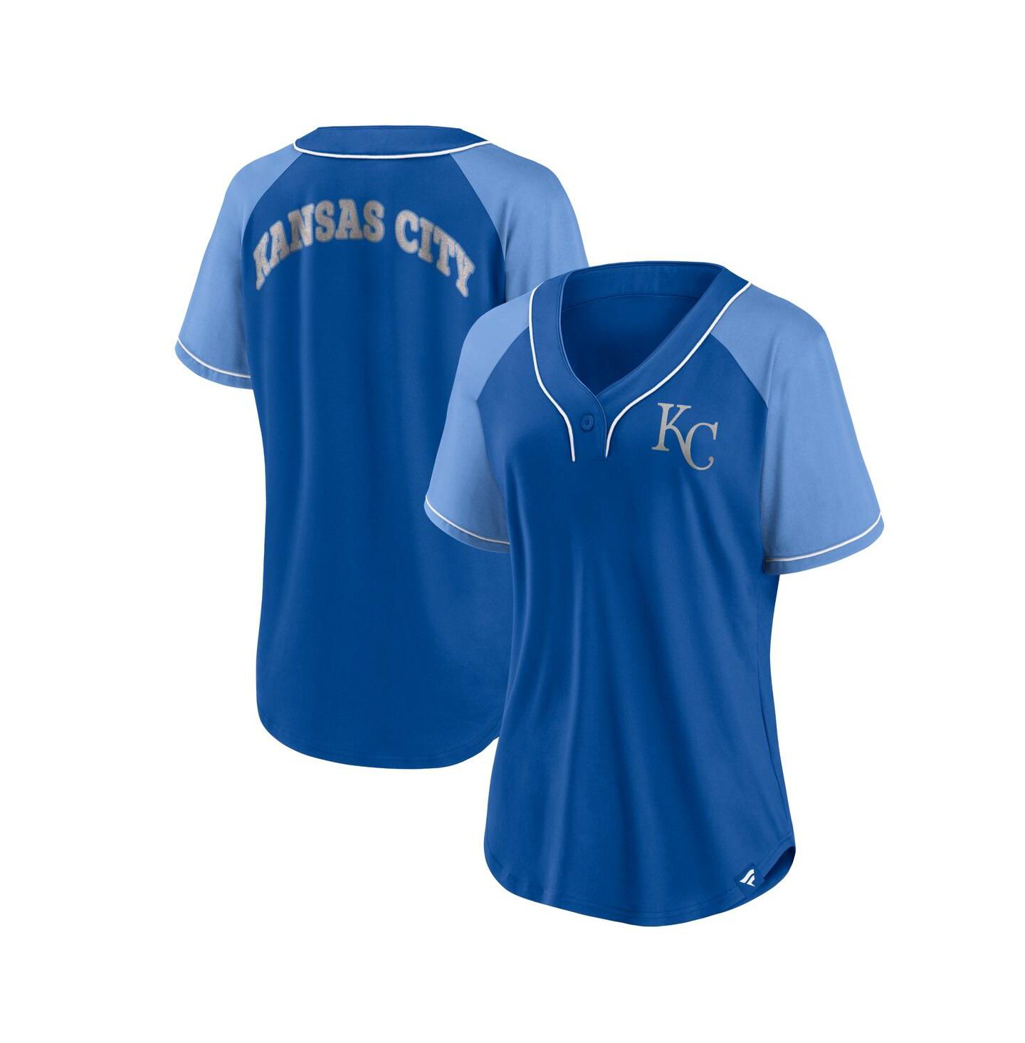 Женская футболка Fanatics Royal Kansas City Royals Ultimate Style Raglan V-Neck — фото 2