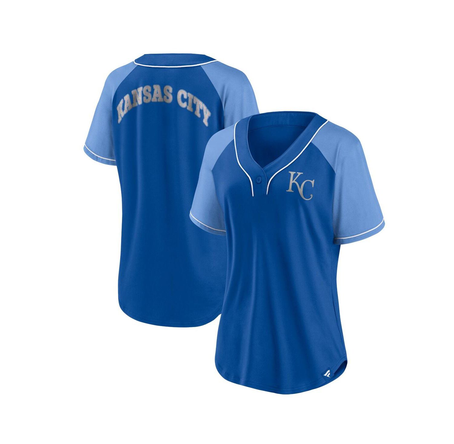 Women's Royal Kansas City Royals Ultimate Style Raglan V-Neck T-shirt