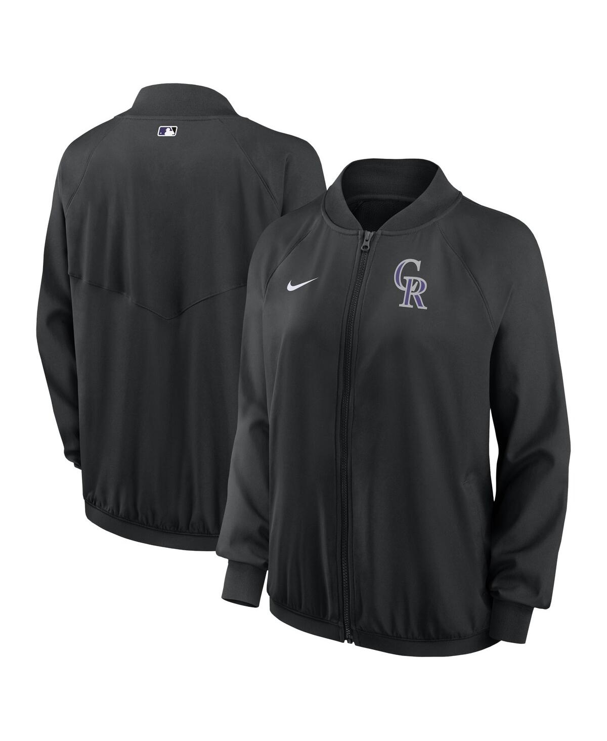 Nike Women's  Black Colorado Rockies Authentic Collection Team Raglan Performance Full-zip Jacket In Black