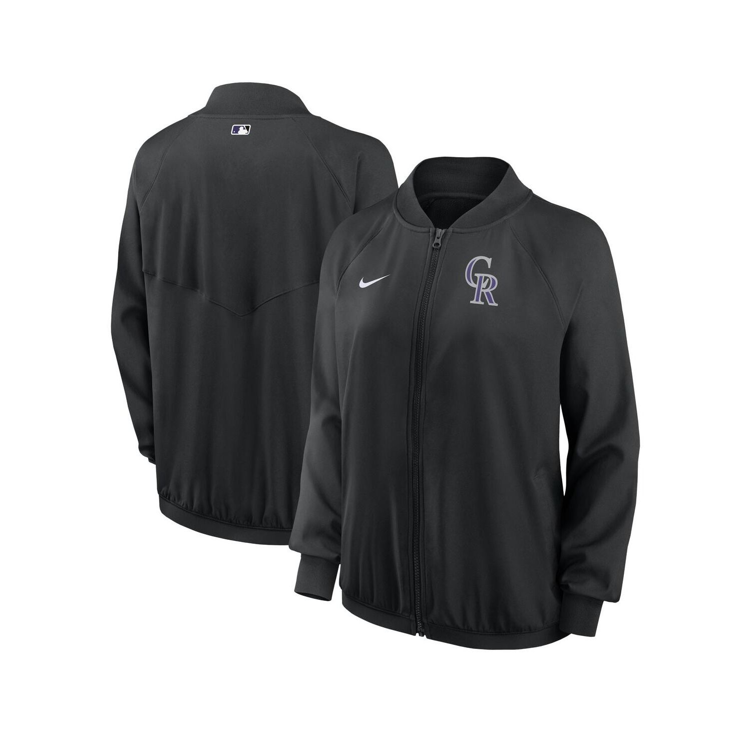 Women's Black Colorado Rockies Authentic Collection Team Raglan Performance Full-Zip Jacket