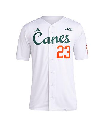 Men's adidas White Miami Hurricanes Full Button Baseball Jersey