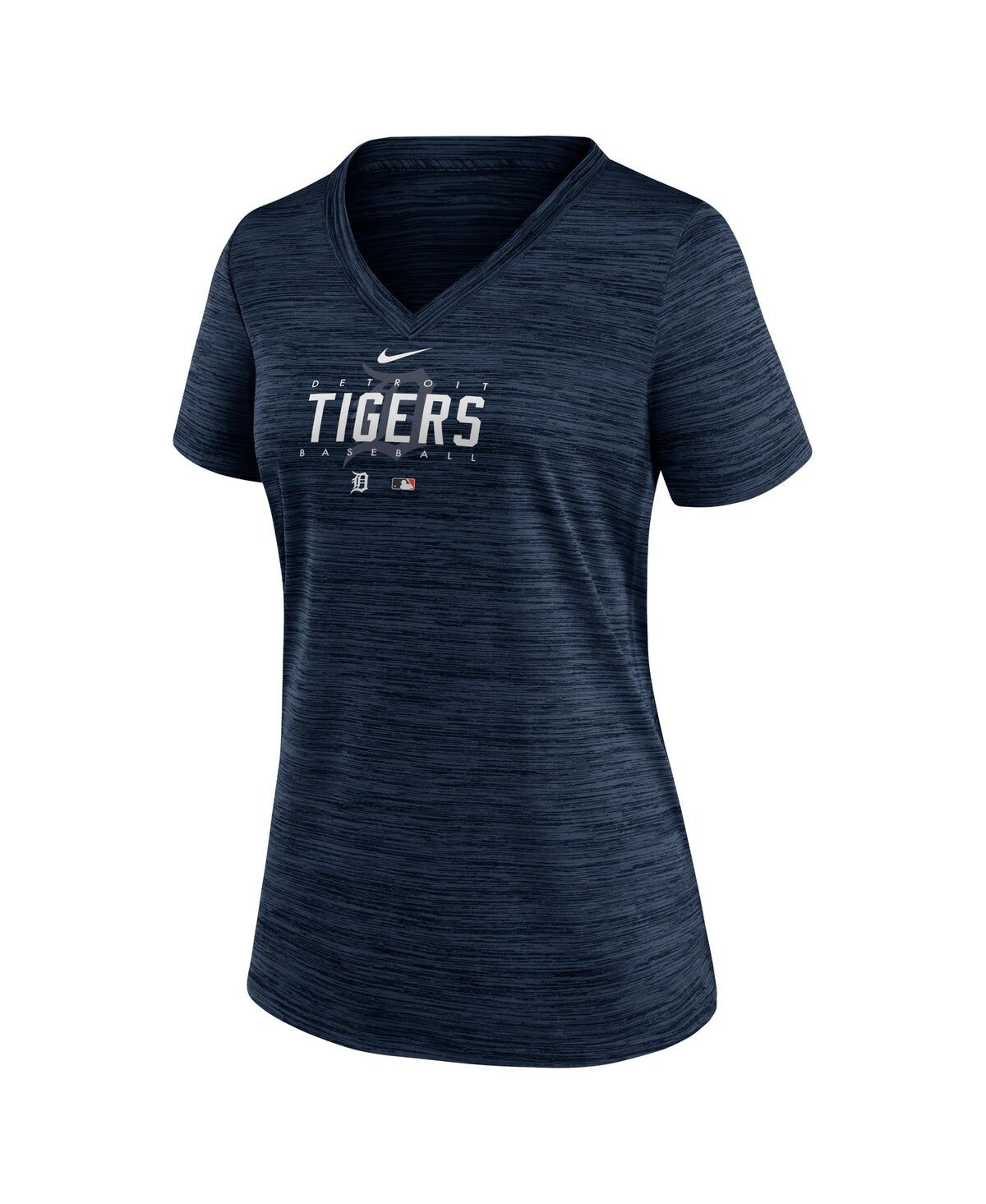 Women's NikeDetroit Tigers Authentic Collection Velocity Practice Performance V-Neck T-shirt - Navy