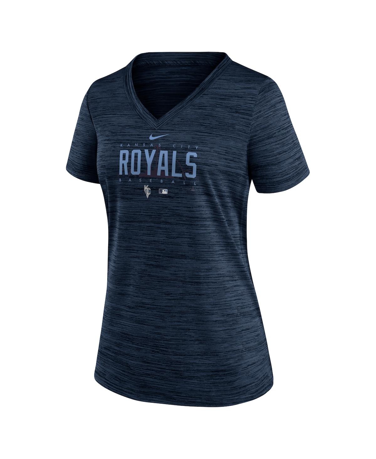Shop Nike Women's  Navy Kansas City Royals City Connect Velocity Practice Performance V-neck T-shirt