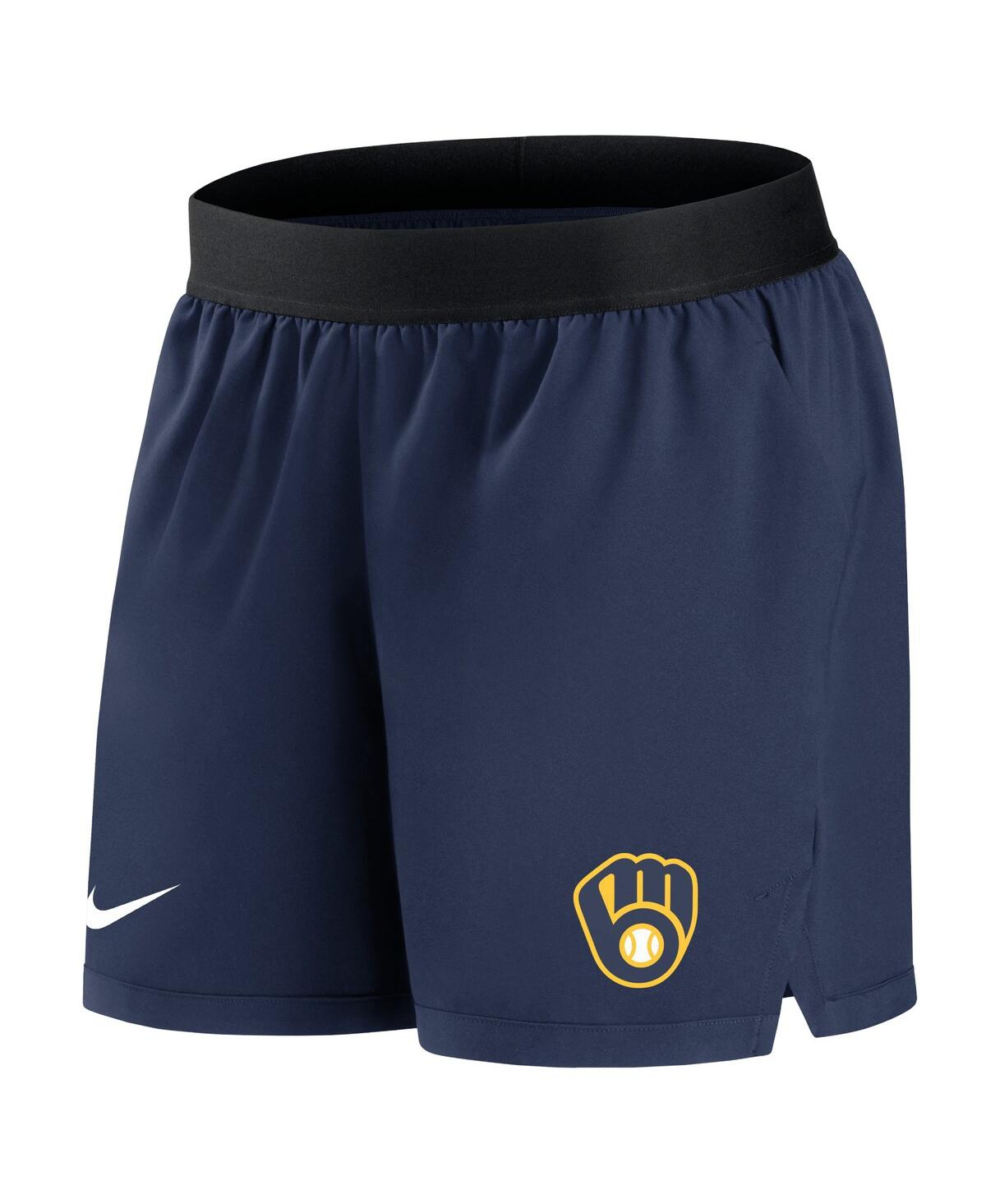 Shop Nike Women's  Navy Milwaukee Brewers Authentic Collection Team Performance Shorts