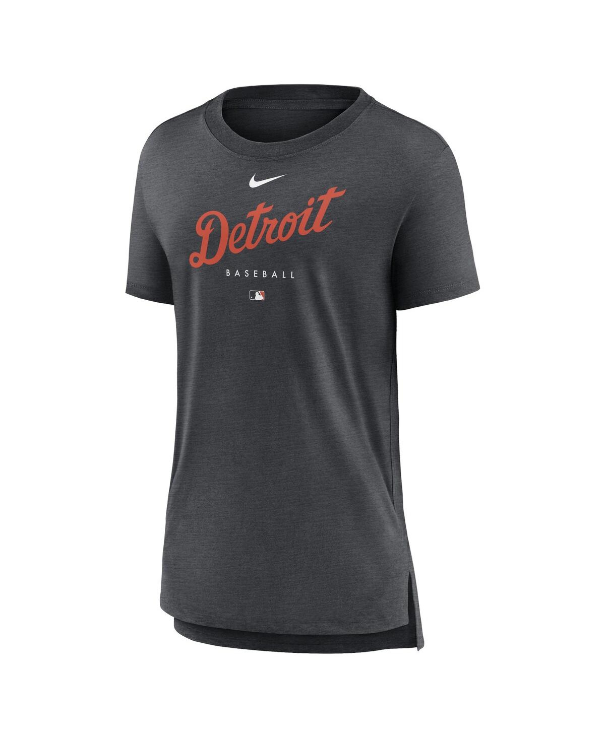 Nike Women's  Heather Charcoal Detroit Tigers Authentic Collection Early Work Tri-blend T-shirt In Heather Charcoal