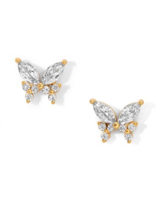 Girls Crew Faux Cubic Zirconia Remember Me Butterfly Stud