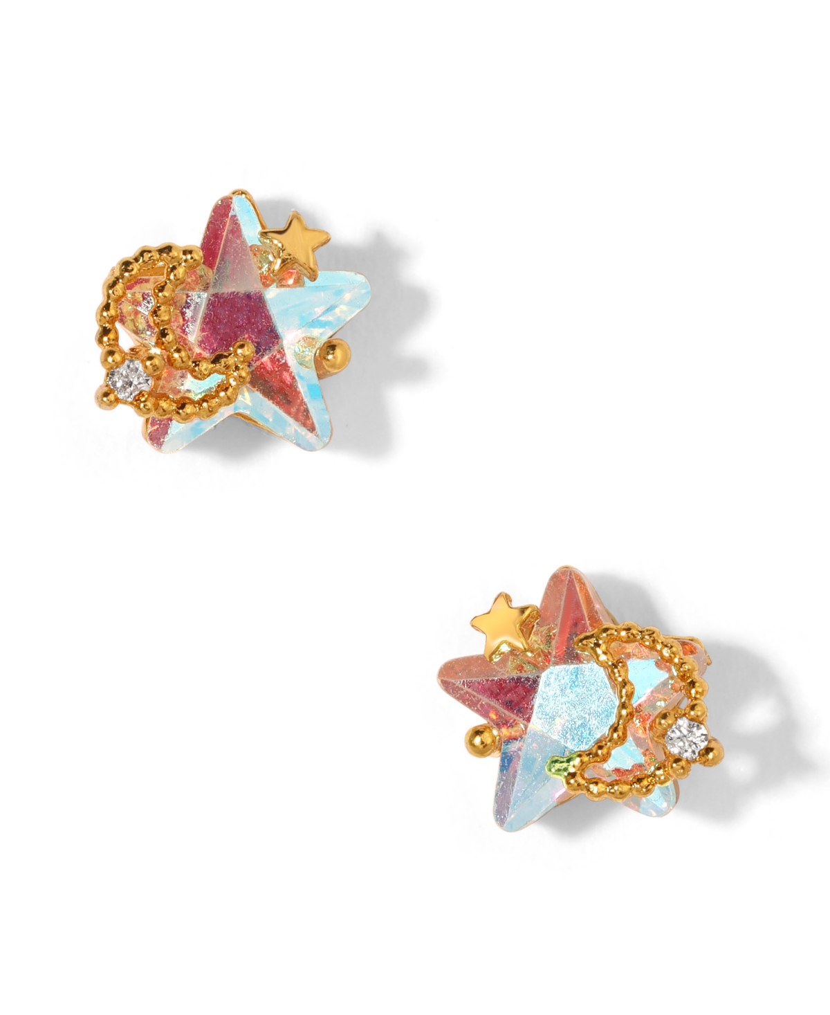 Girls Crew Faux Cubic Zirconia Celestial Glow Star Stud Earrings In Gold