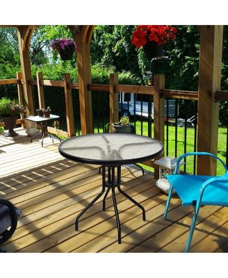 32''Outdoor Patio Round Table Tempered Glass Top