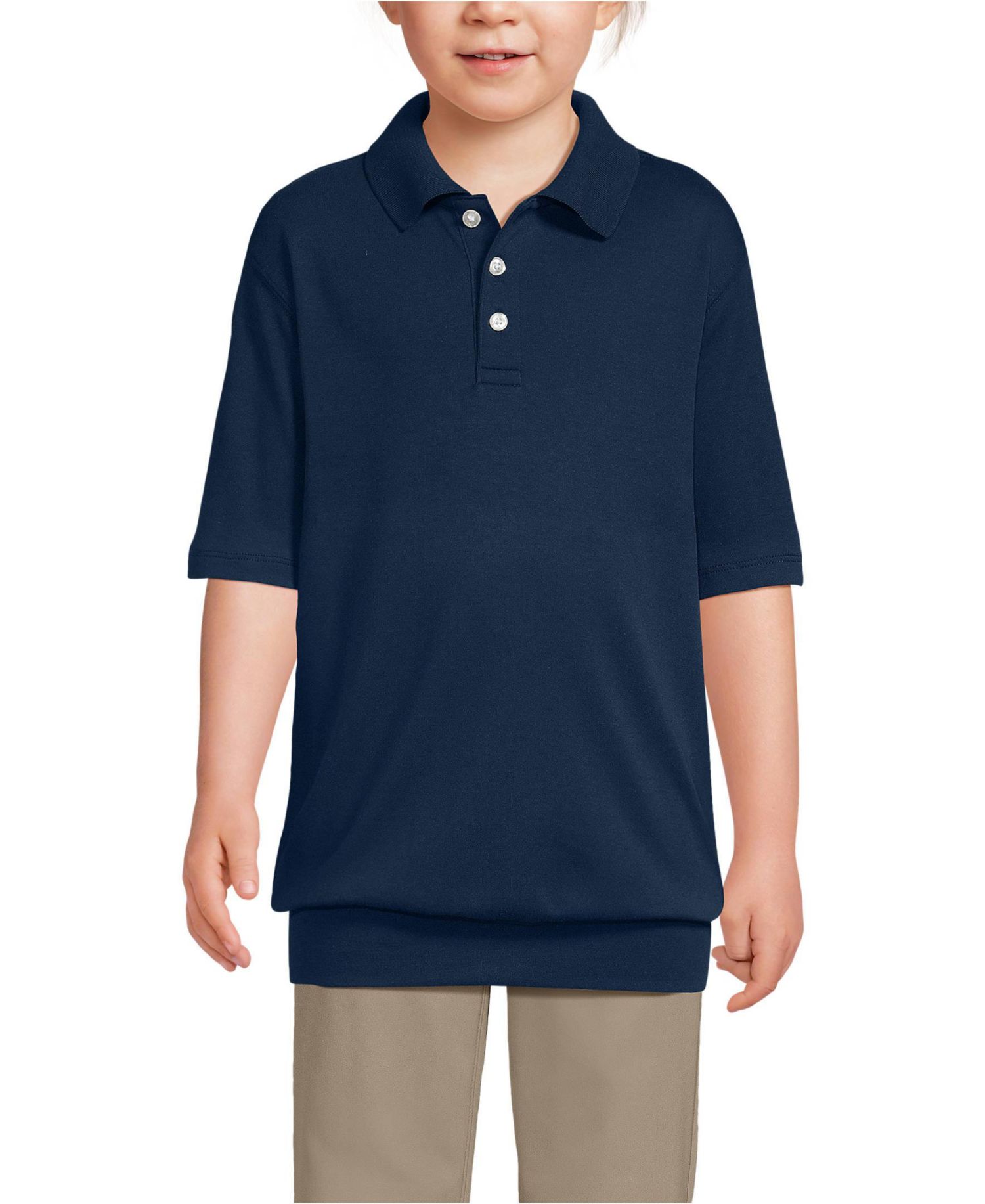 School Uniform Kids Short Sleeve Banded Bottom Polo Shirt