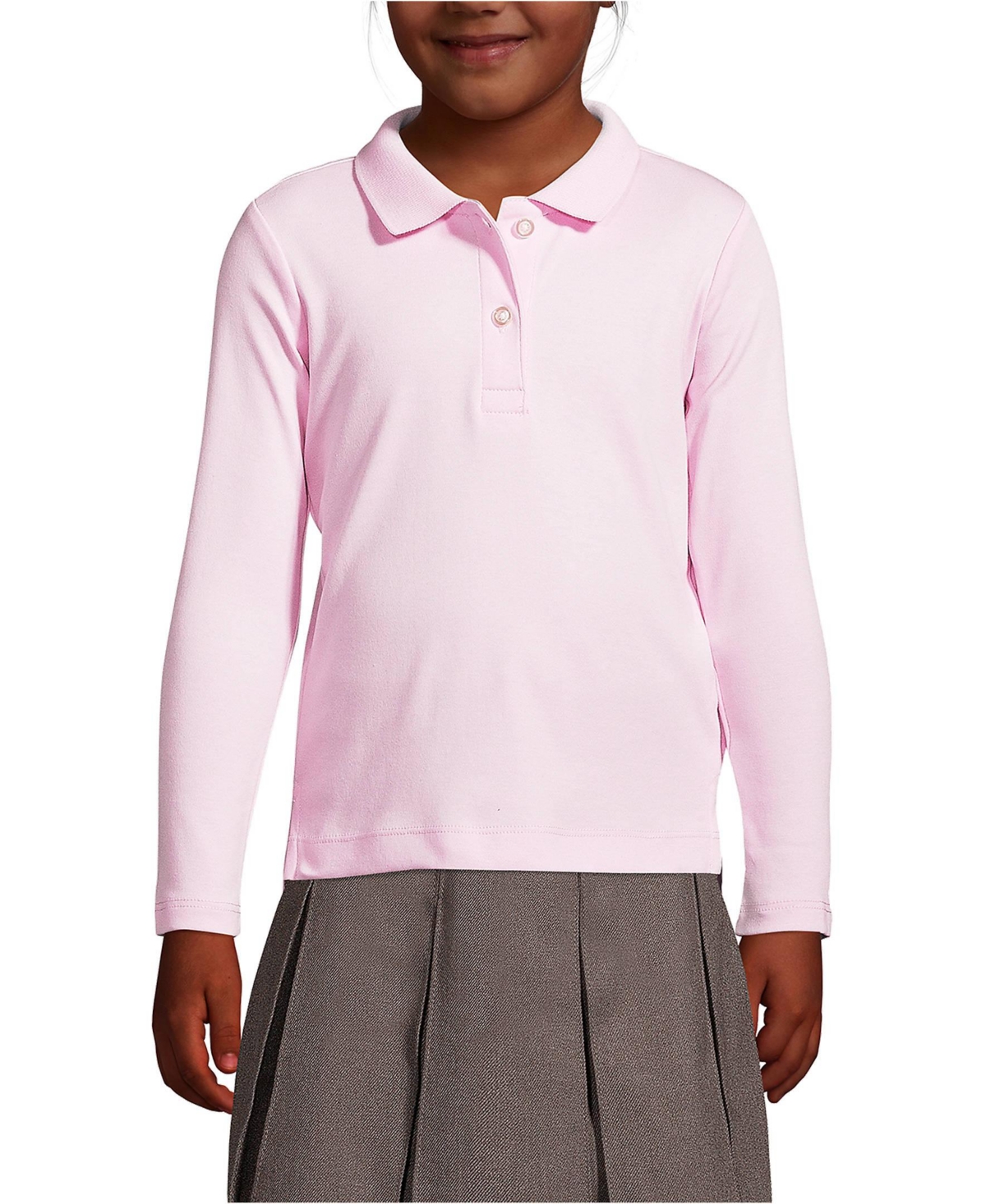 Lands' End Girls Long Sleeve Feminine Fit Interlock Polo Shirt