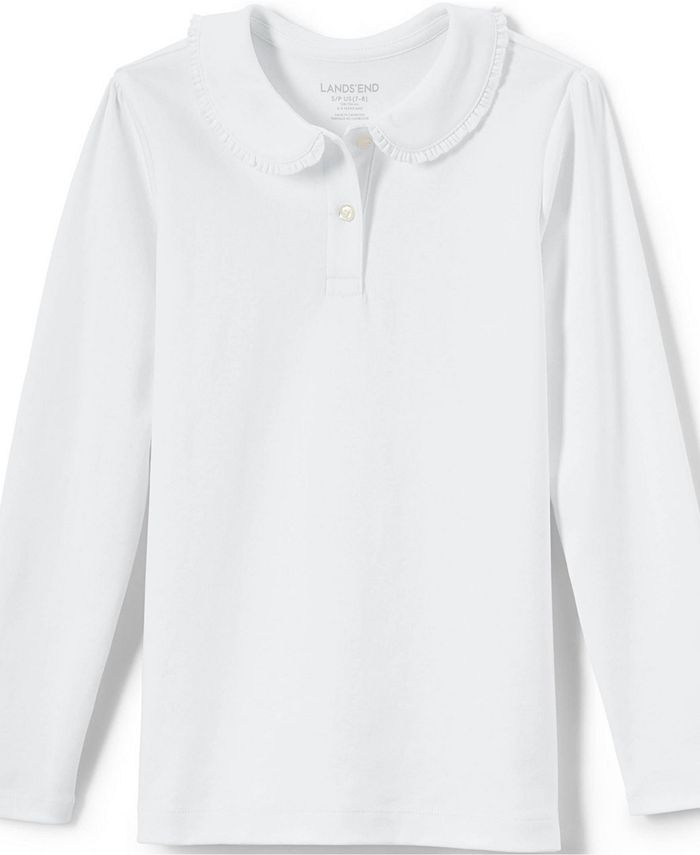 Lands' End School Uniform Girls Long Sleeve Ruffled Peter Pan Collar