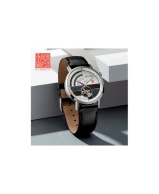 Men's Automatic Frank Lloyd Wright The Oculus Black Leather Strap Watch 39mm