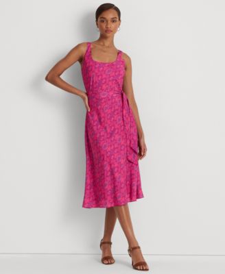 Lauren Ralph Lauren - Women's Geo-Print Belted Crepe Midi Dress