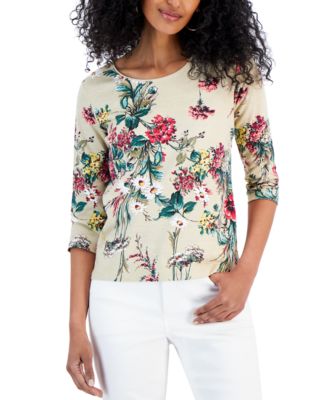 Karen Scott Petite Leading Meadow 3 4 Sleeve Top Created for Macy s Macy s