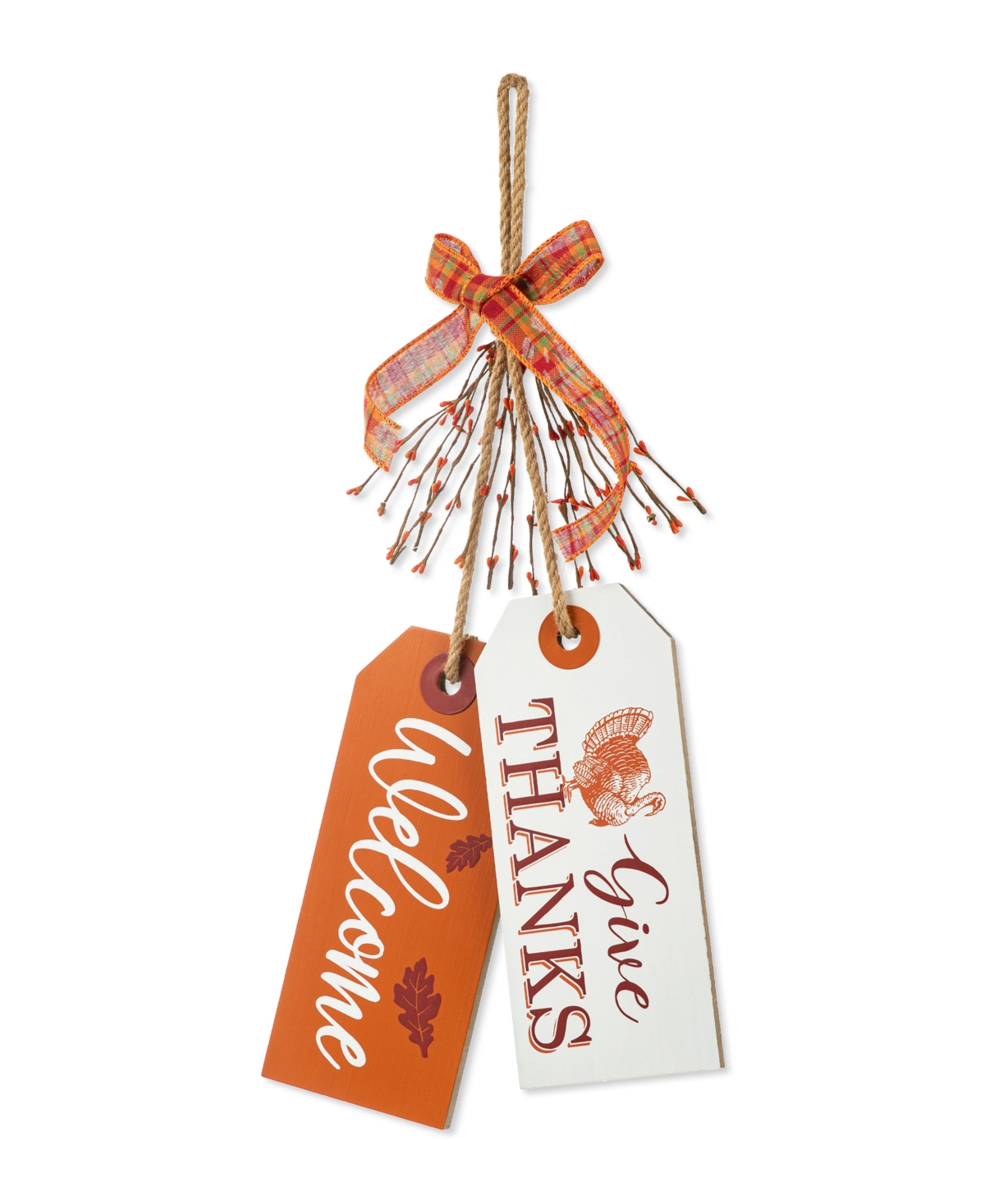 Glitzhome 24" H Thanksgiving Wooden "give Thanks" Door Hanger In Multi
