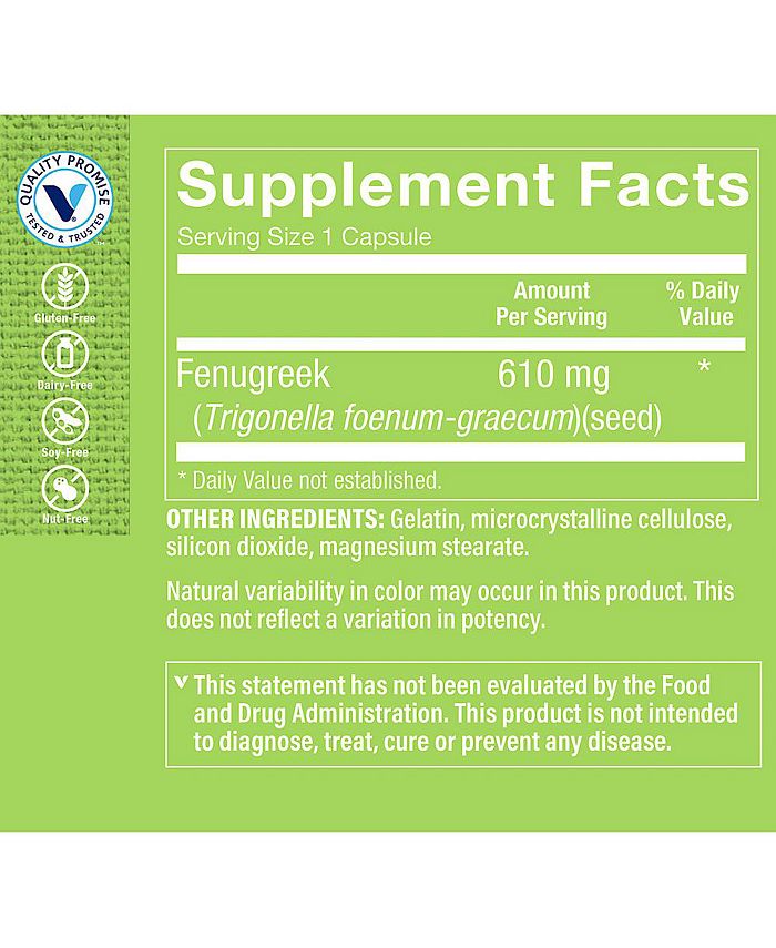 The Vitamin Shoppe Fenugreek Seed Blood Sugar Support 610 MG (200 Capsules) Macy's