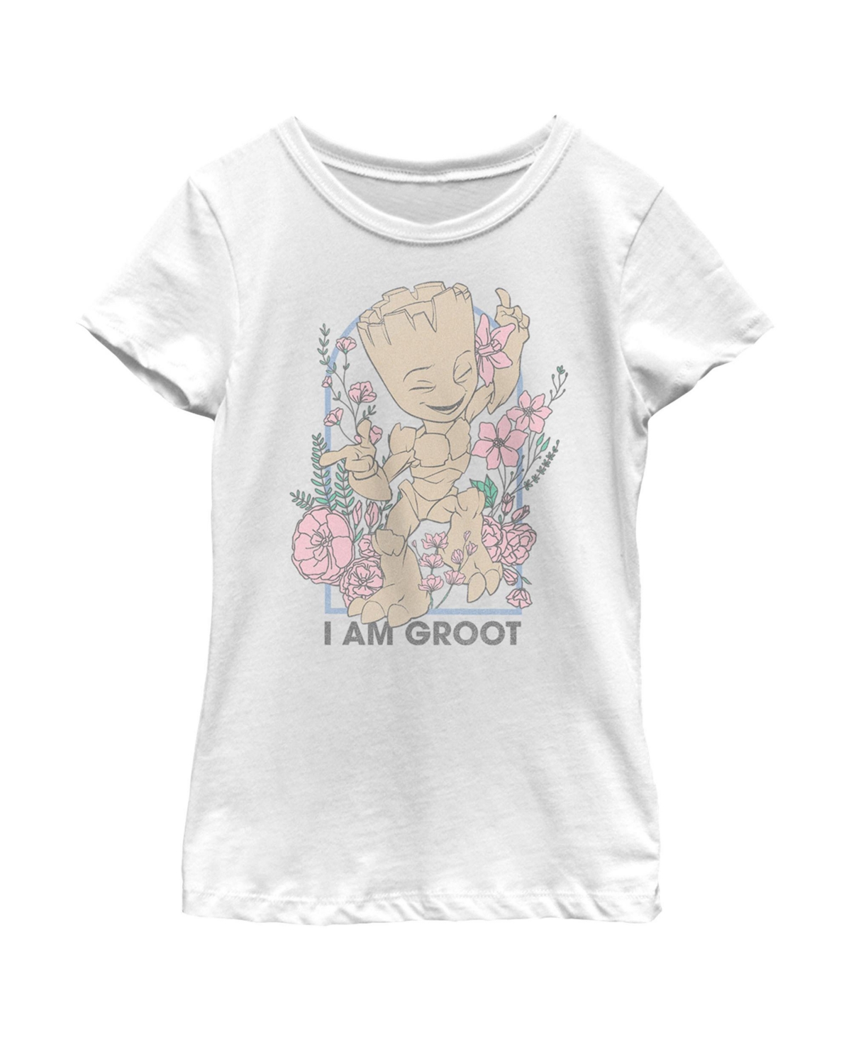 Marvel Girl's Guardians Of The Galaxy Floral I Am Groot Child T-shirt In White