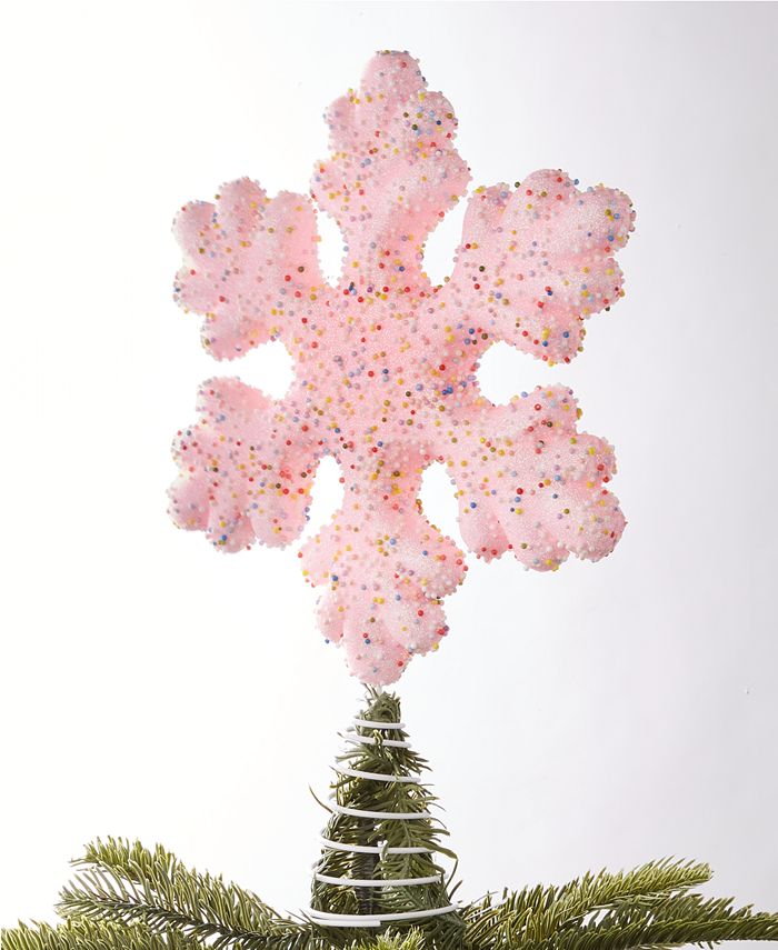Holiday Lane 15"H Pink Candy Snowflake Tree Topper, Created for Macy's