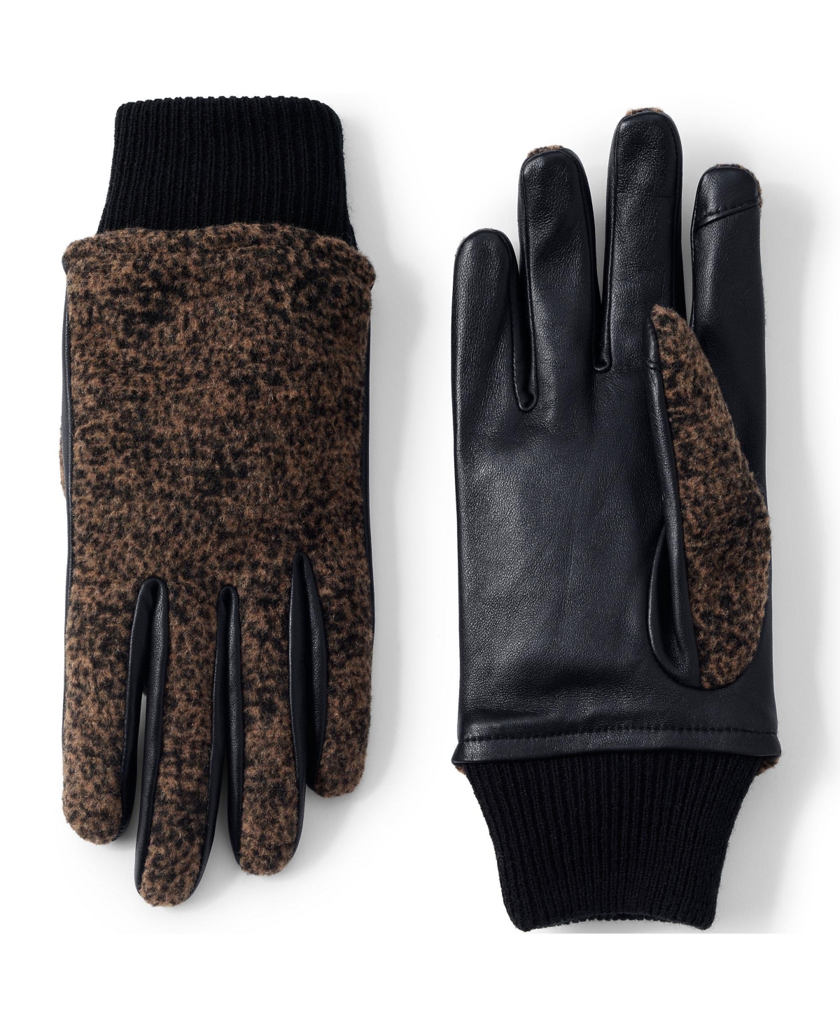 Women's Ez Touch Screen Lined Leather Gloves - Black houndstooth